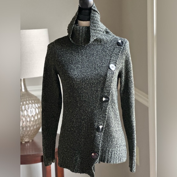 Inner Circle Cowl Turtle Neck Marled Sweater Olive Green Sz Small collegiate - Picture 2 of 8